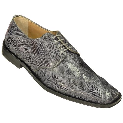 David Eden "Alba" Moon Grey Genuine Crocodile / Lizard Patchwork Shoes